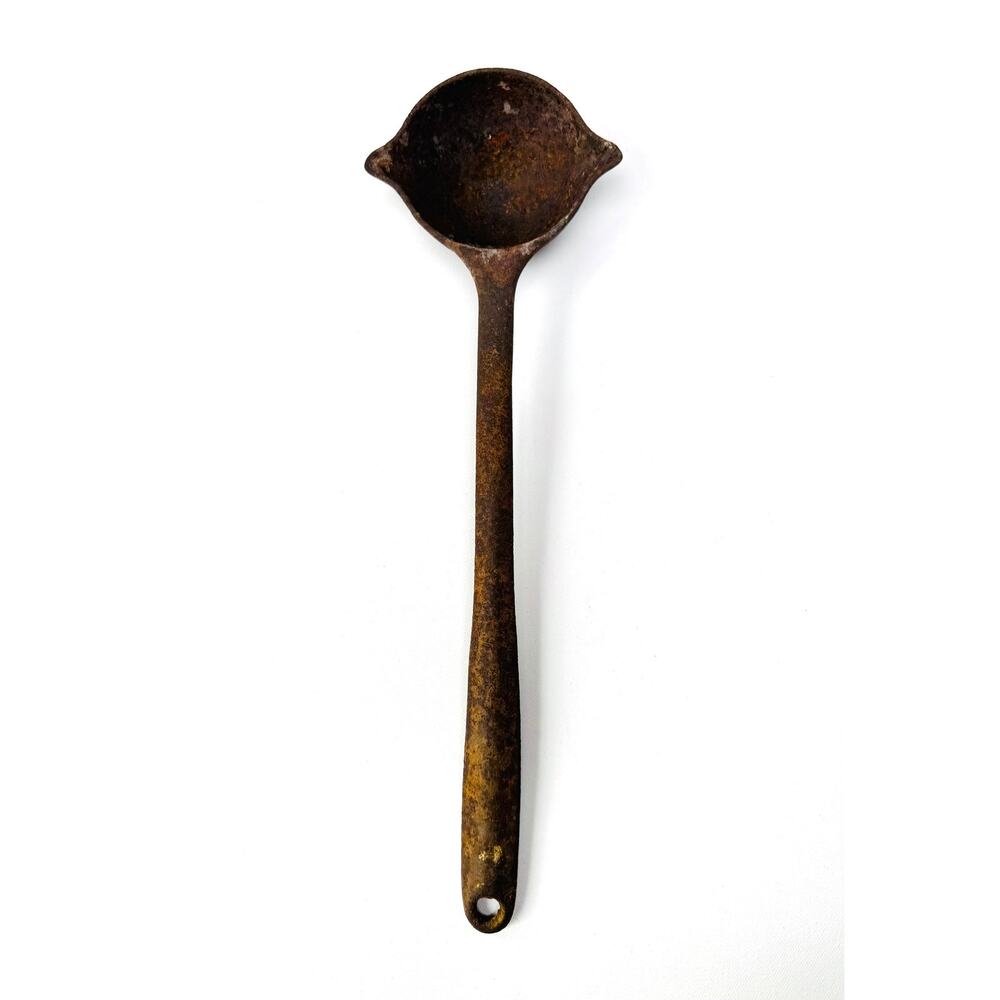 Antique Cast Iron Smelting Ladle Industrial Tool